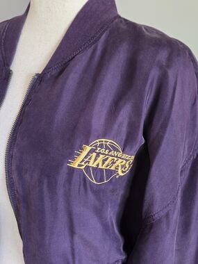 NBA Los Angeles Lakers Purple Satin Varsity Jacket with Gold Logo